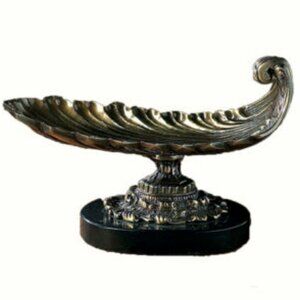 Antique Brass Scoop Centerpiece with Black Marble Base